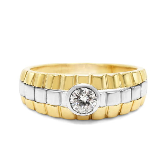 Brilliant Cut Diamond Two Tone Ring - 18ct Gold