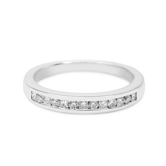 Brilliant & Princess Cut Diamond Half Eternity Ring - 18ct White Gold