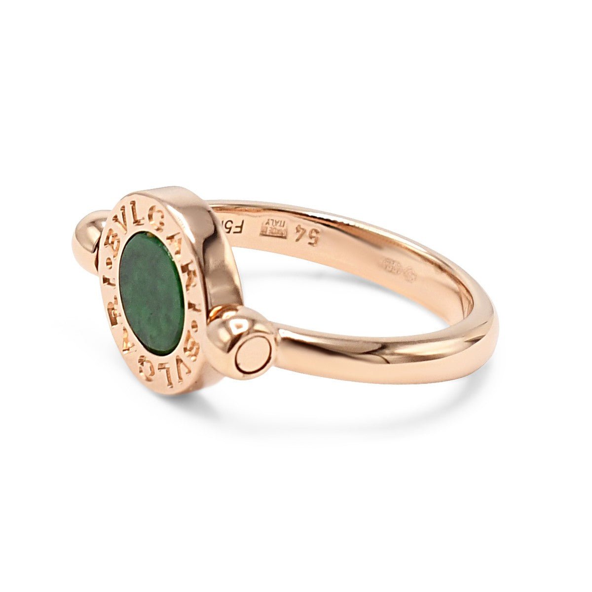 Bvlgari Bvlgari Jade & Pave Diamond Flip Ring - Rose