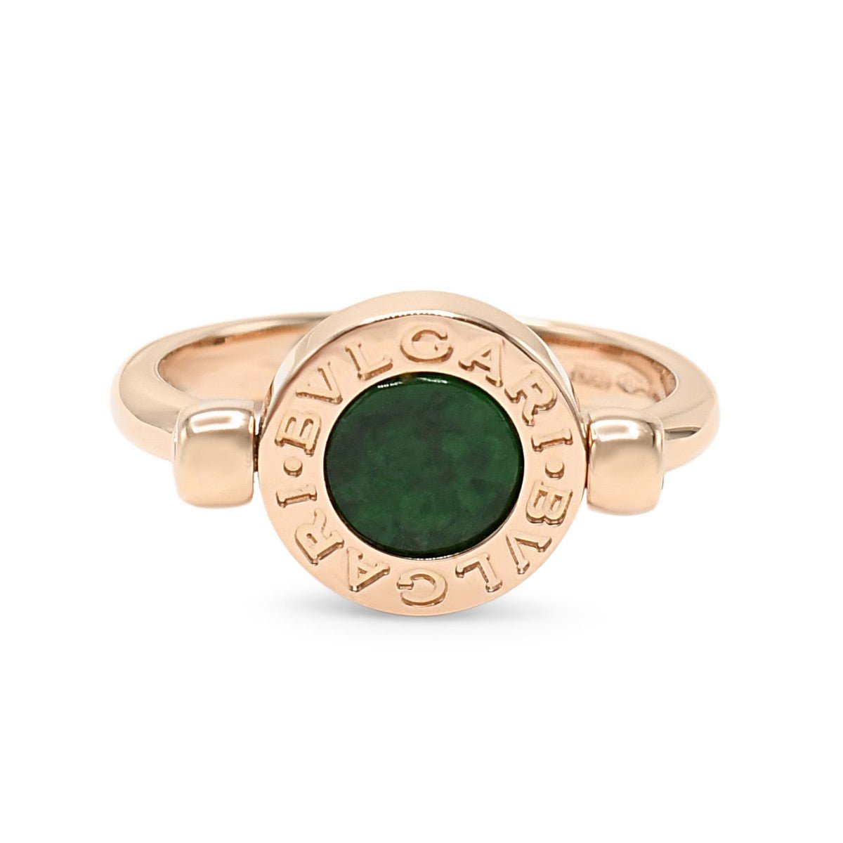 Bvlgari Bvlgari Jade & Pave Diamond Flip Ring - Rose