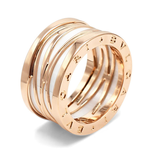 Bvlgari B.zero 1 White Ceramic Ring Size 60 - 18ct Rose Gold