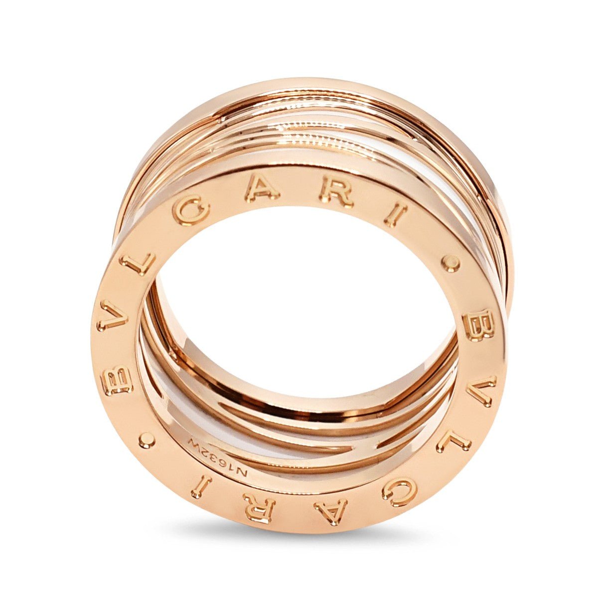 Bvlgari B.zero 1 White Ceramic Ring Size 60 - 18ct Rose Gold