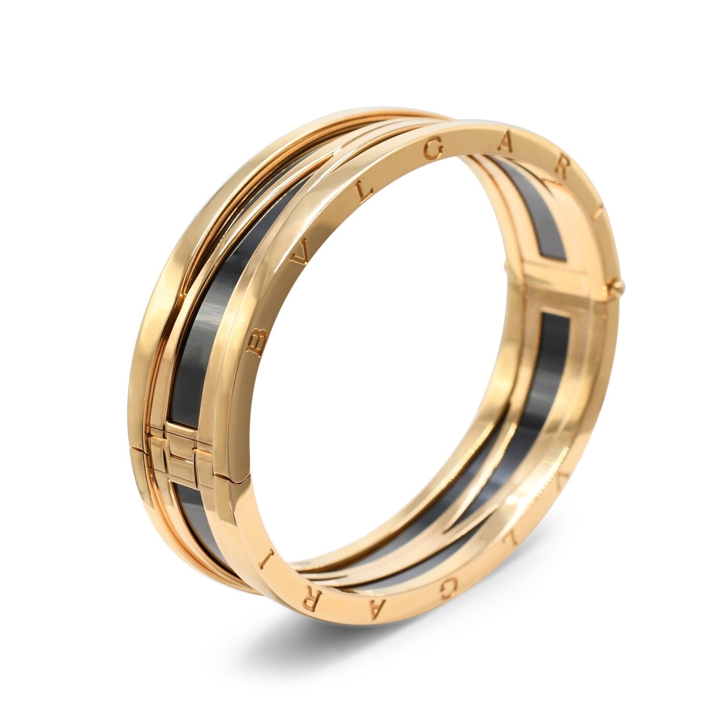 Bvlgari B.Zero1 Black Ceramic Bangle Size Medium - 18ct Rose Gold