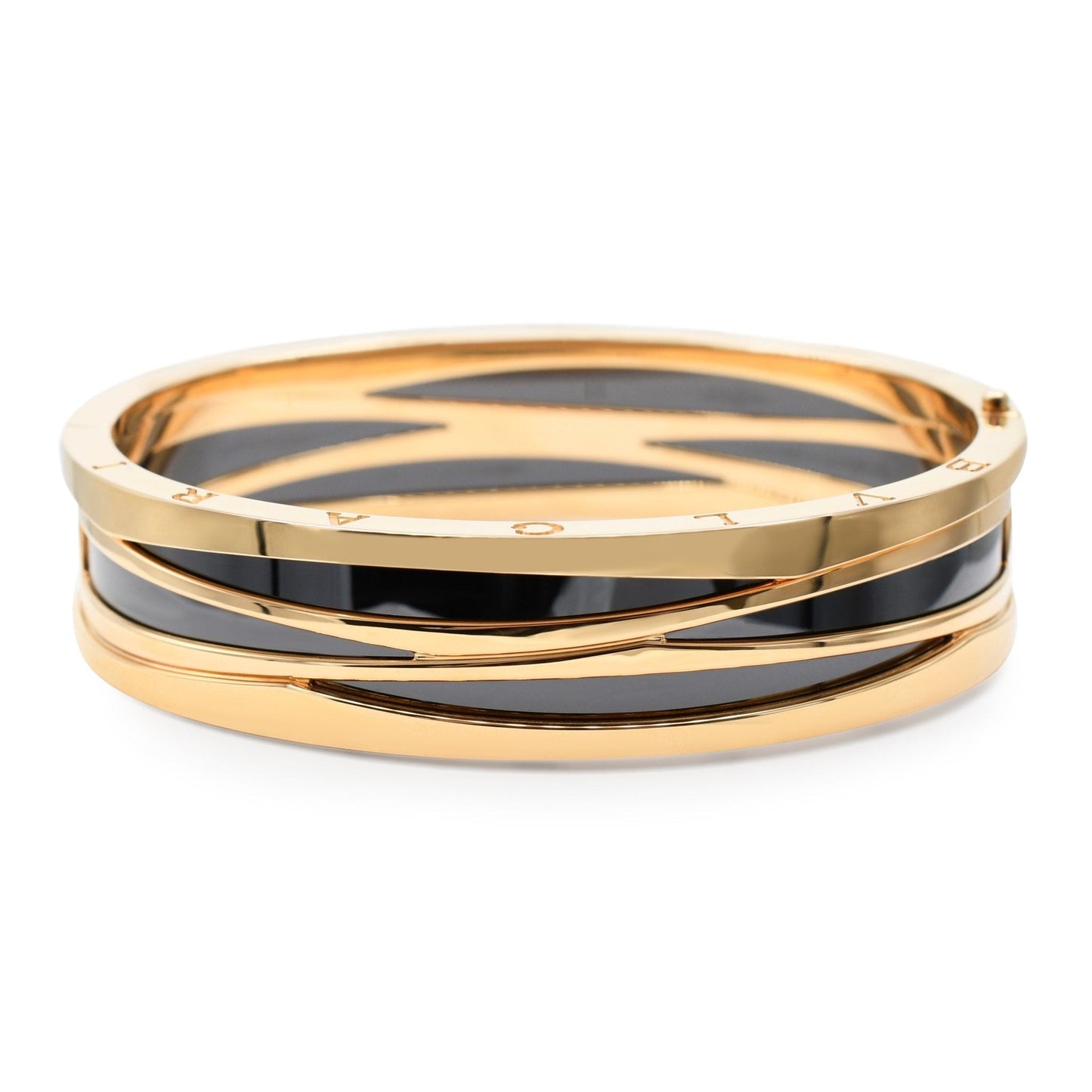 Bvlgari B.Zero1 Black Ceramic Bangle Size Medium - 18ct Rose Gold