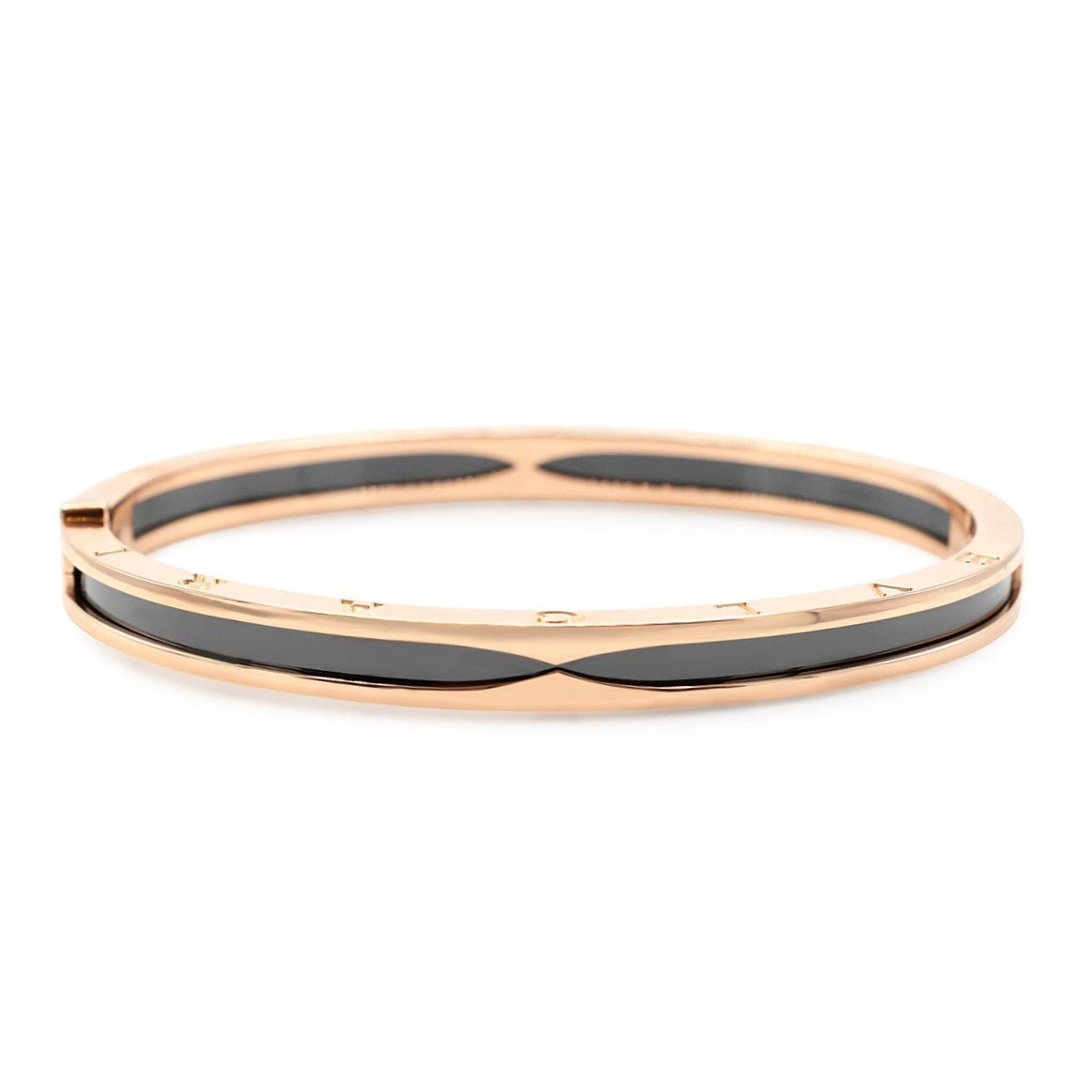 B.Zero1 Classic Bangle With Black Ceramic In Rose, Size Medium