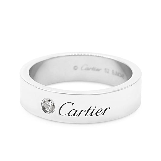 C de Cartier Wedding Ring, 5 mm, 1 Diamond - Platinum