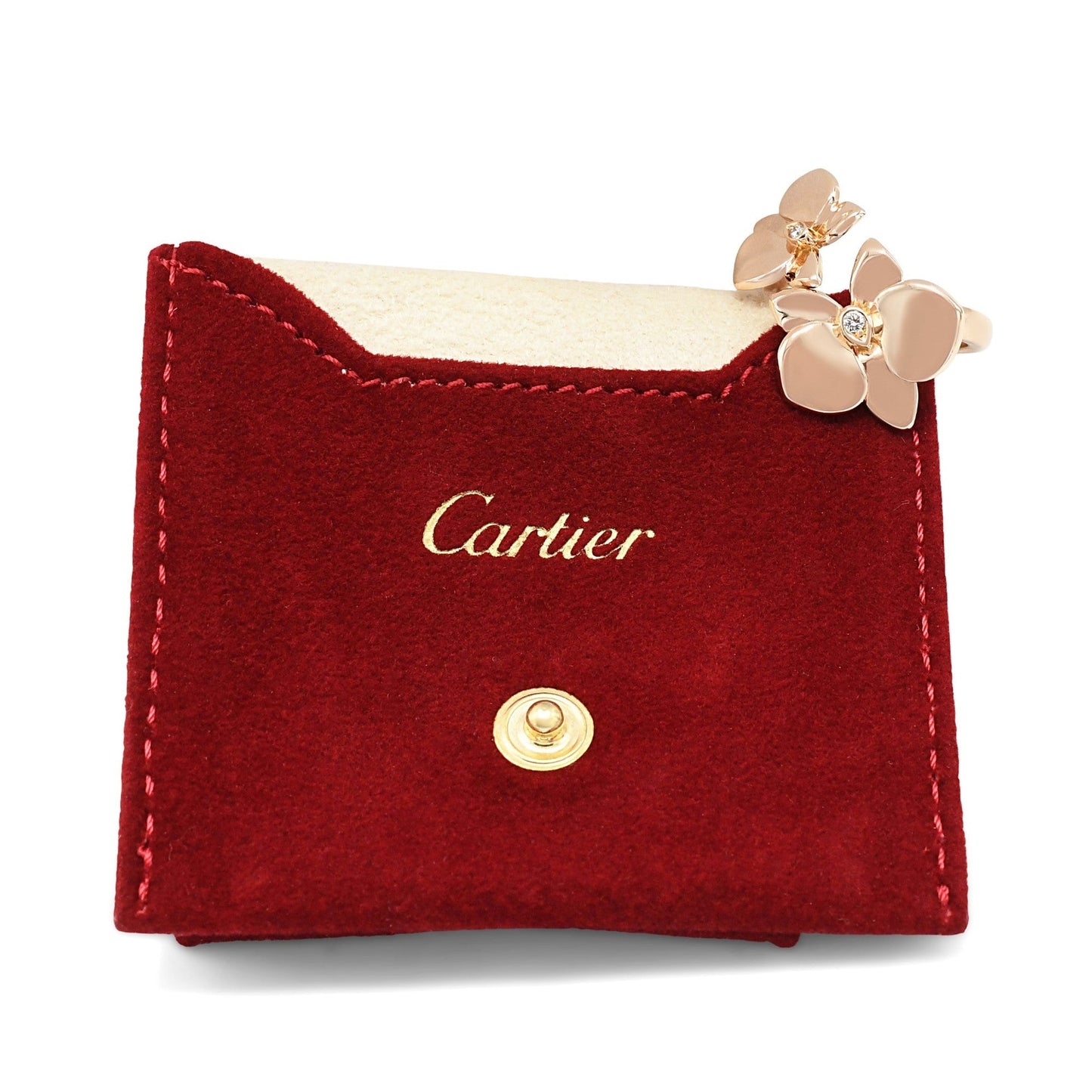Cartier Caresse d'Orchidées Diamond Set Ring Size 52 - 18ct Rose Gold