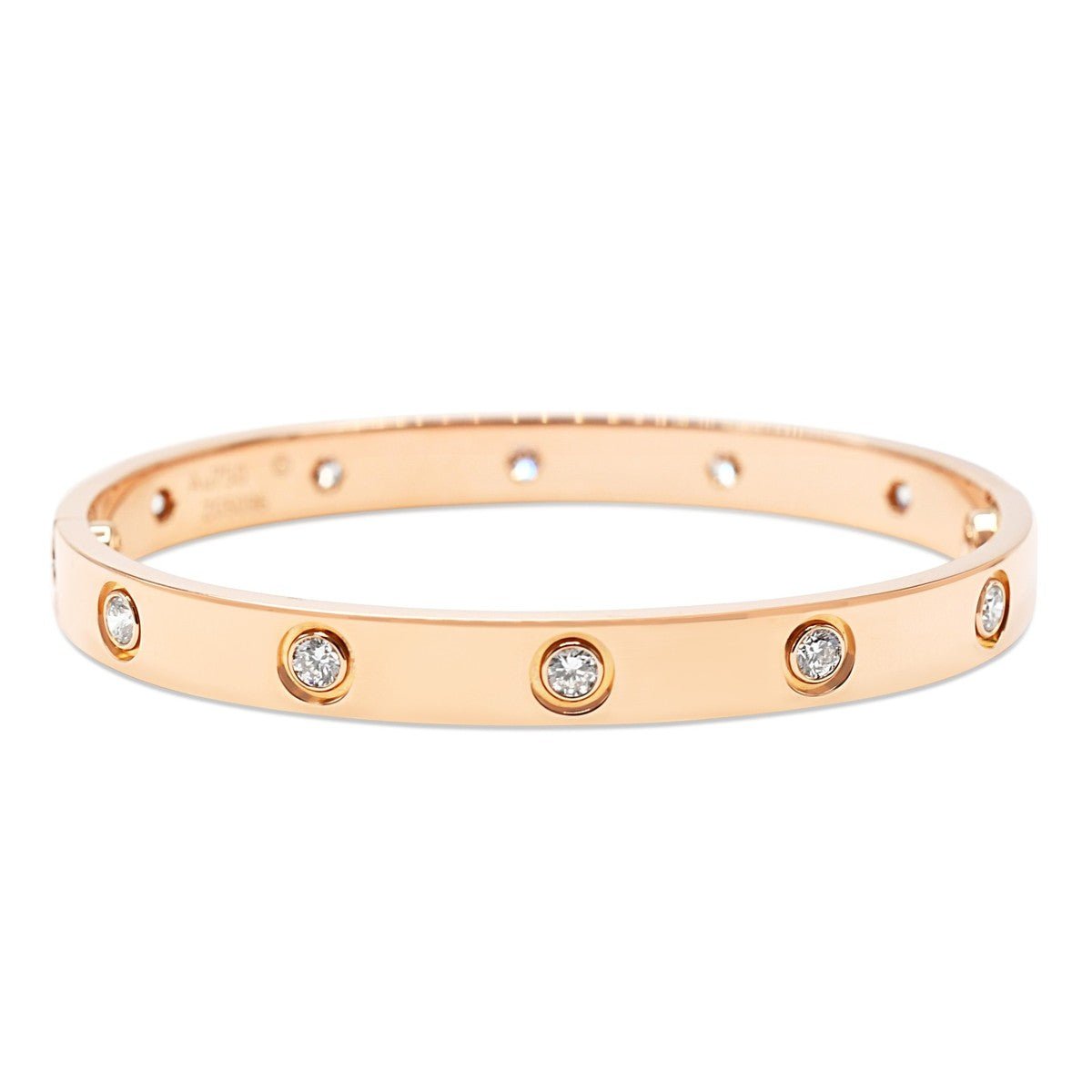 Cartier Love Bangle 10 Diamonds Size 16 - 18ct Rose Gold