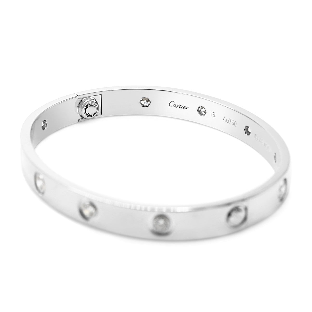 Cartier Love Bangle 10 Diamonds Size 16 - 18ct White Gold