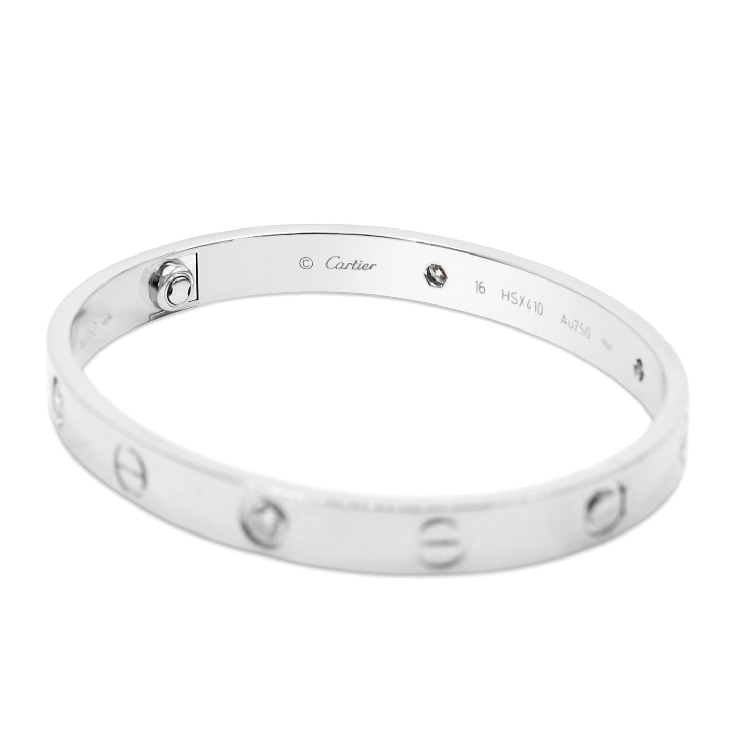 Cartier Love Bangle, 4 Diamonds Size 16 - 18ct White Gold