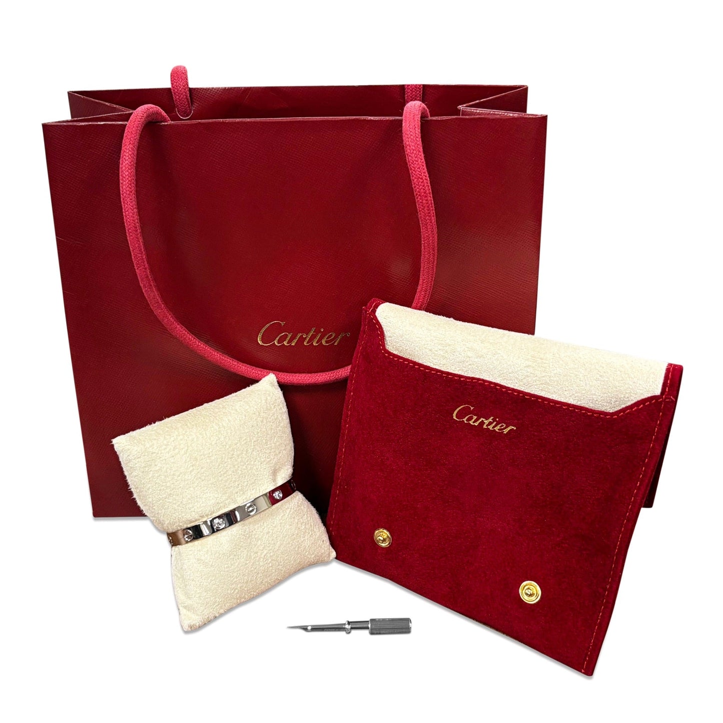 Cartier Love Bangle, 4 Diamonds Size 16 - 18ct White Gold