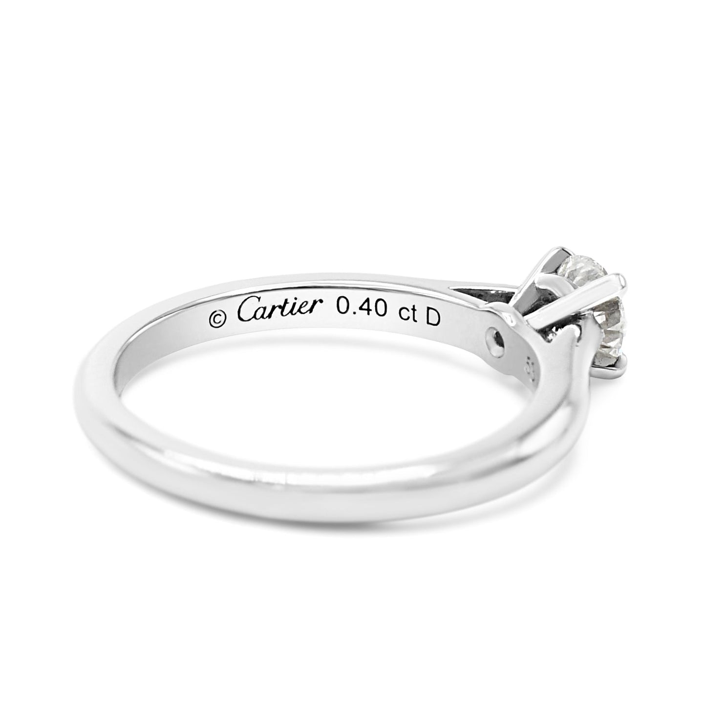 Cartier Solitaire Brilliant Cut Diamond Ring Size 53 - Platinum