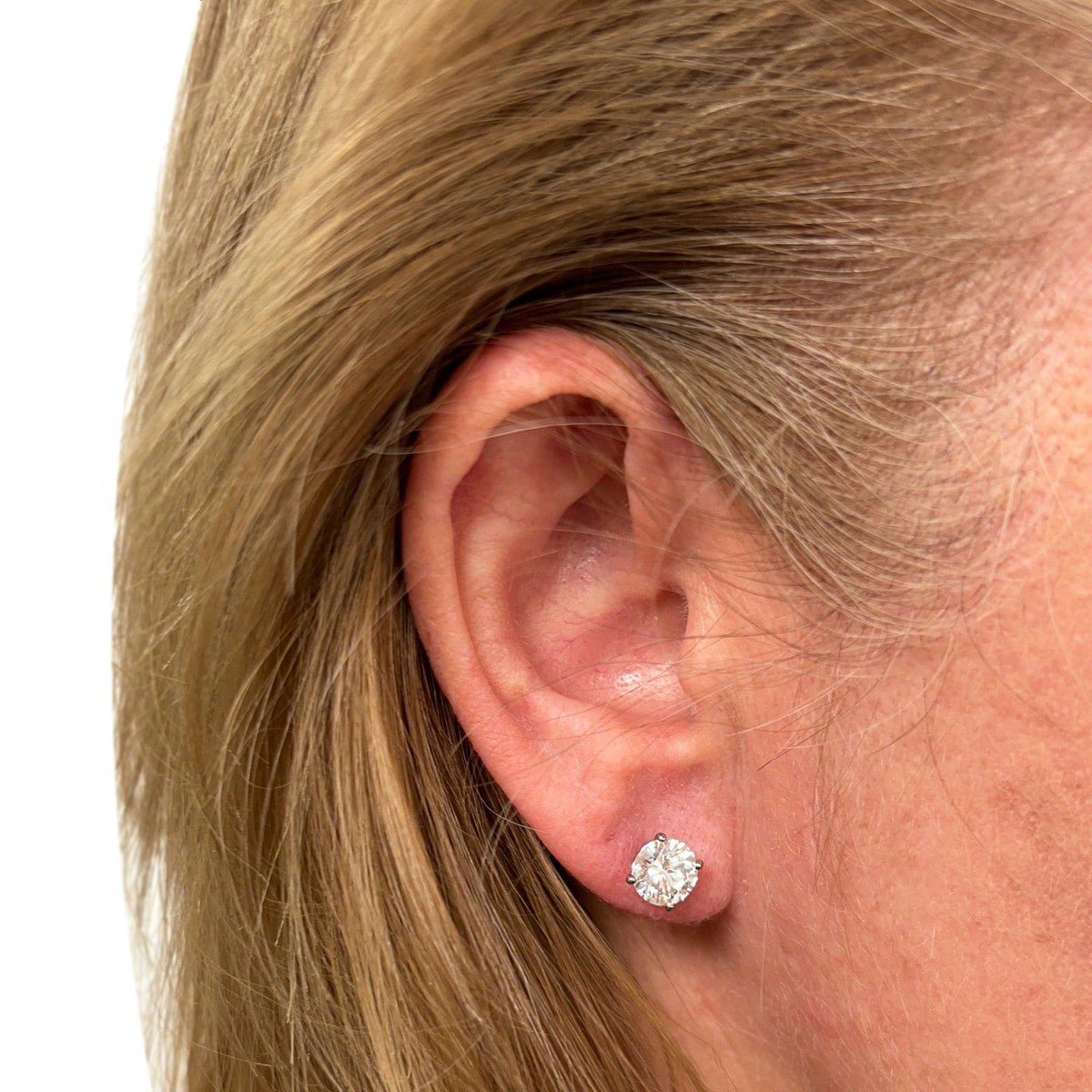 Cartier Solitaire Brilliant Cut Diamond Stud Earrings - Platinum