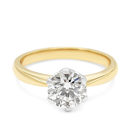 Certificated Brilliant Cut Diamond Handmade Ring -18ct Gold & Platinum
