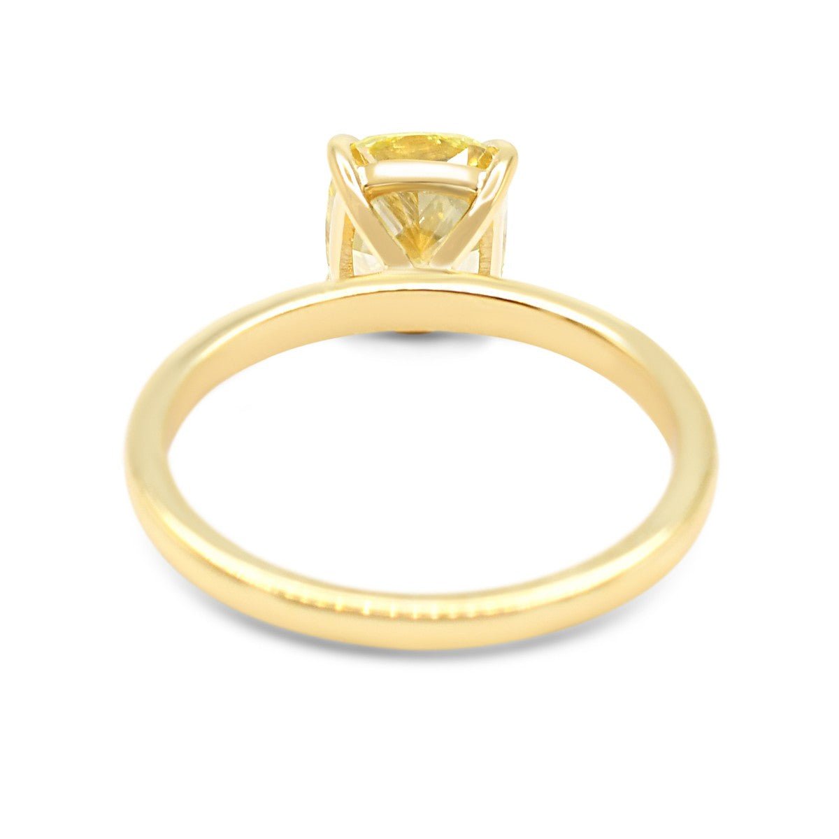 Certificated Cushion Modified Brilliant Cut Fancy Intense Yellow Diamond Ring