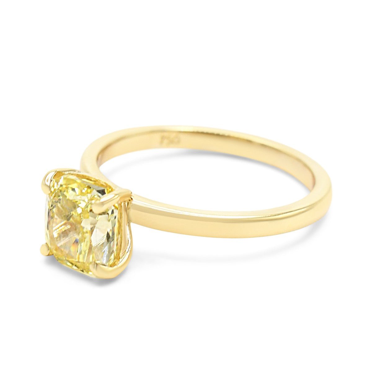 Certificated Cushion Modified Brilliant Cut Fancy Intense Yellow Diamond Ring
