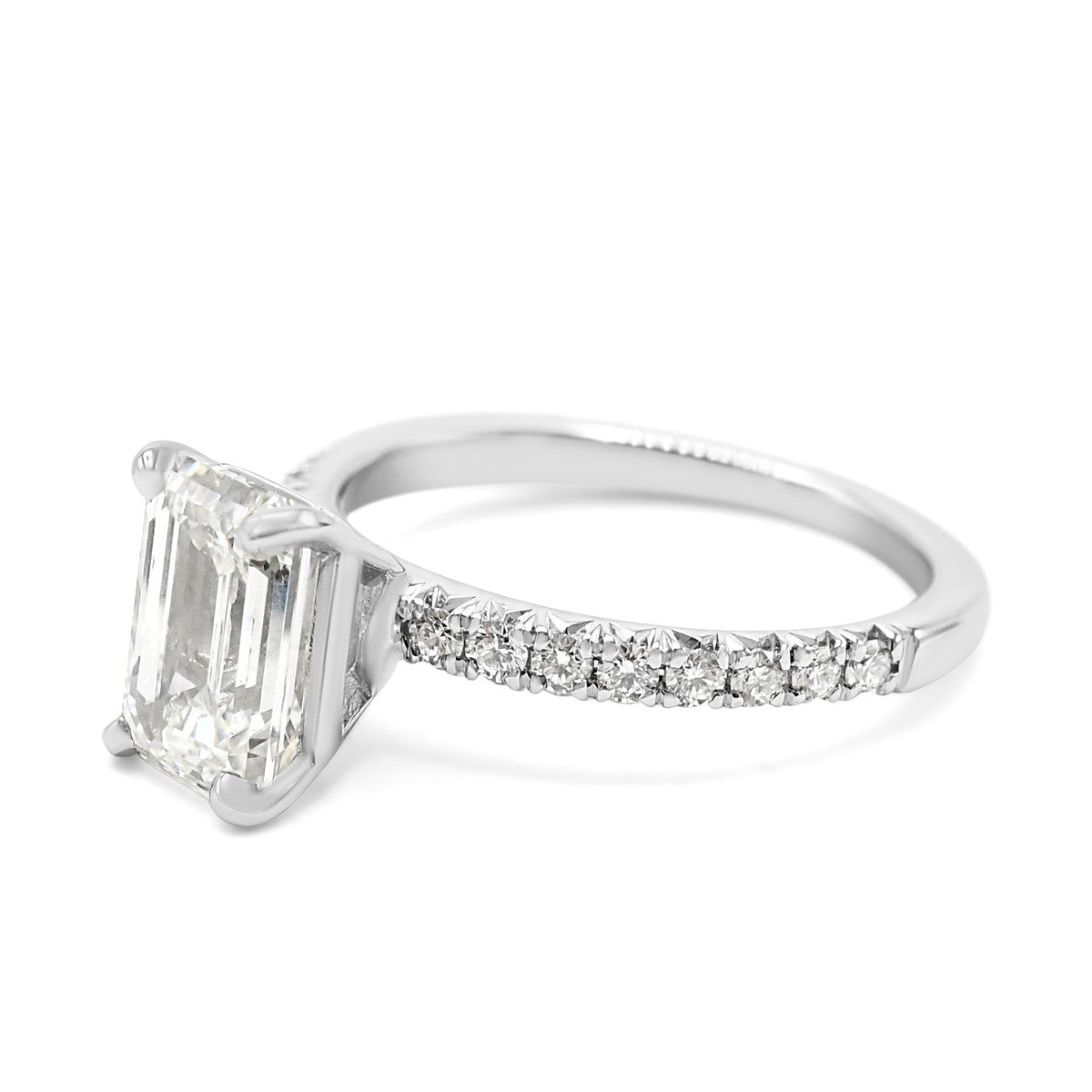 Certificated Emerald Cut Diamond Ring, Diamond Shoulders