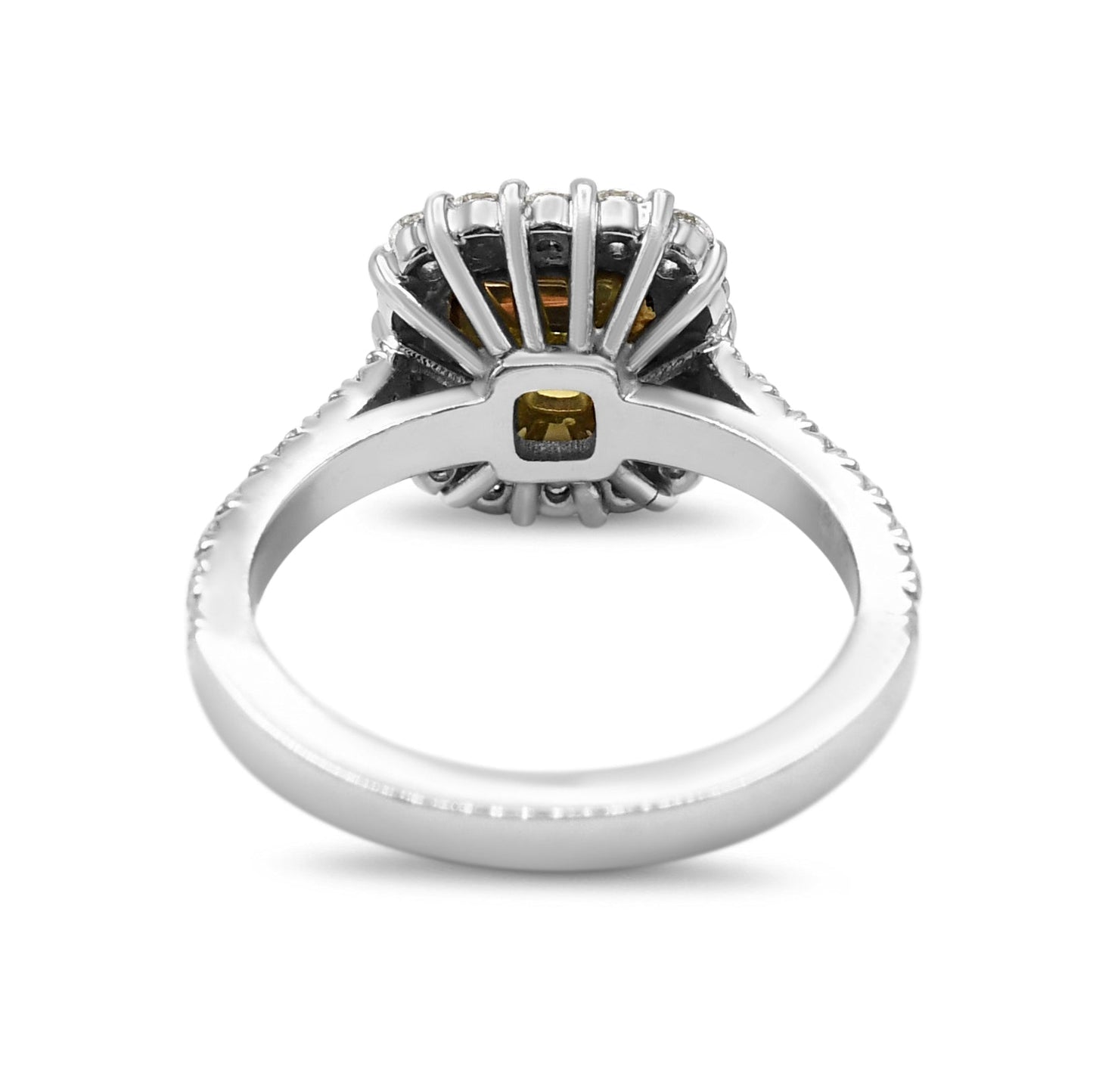 Certificated Fancy Intense Yellow Cushion Brilliant Cut Diamond Ring