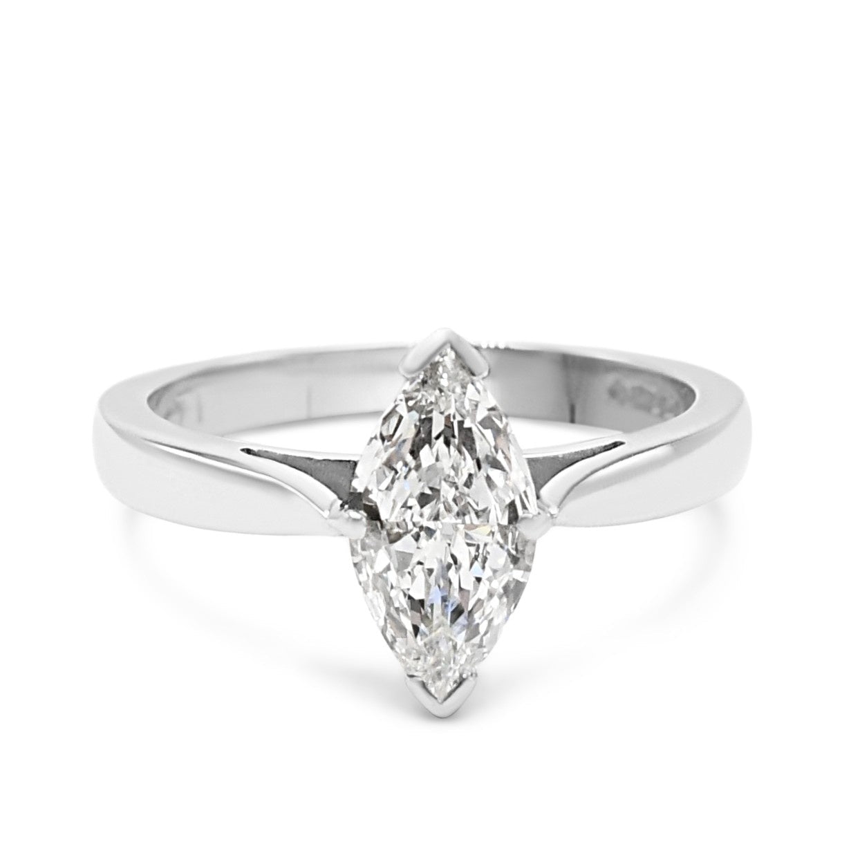 Certificated Marquise Diamond Solitaire Ring - Platinum