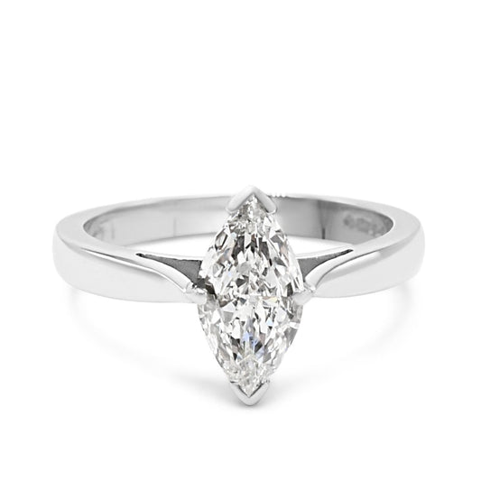 Certificated Marquise Diamond Solitaire Ring - Platinum