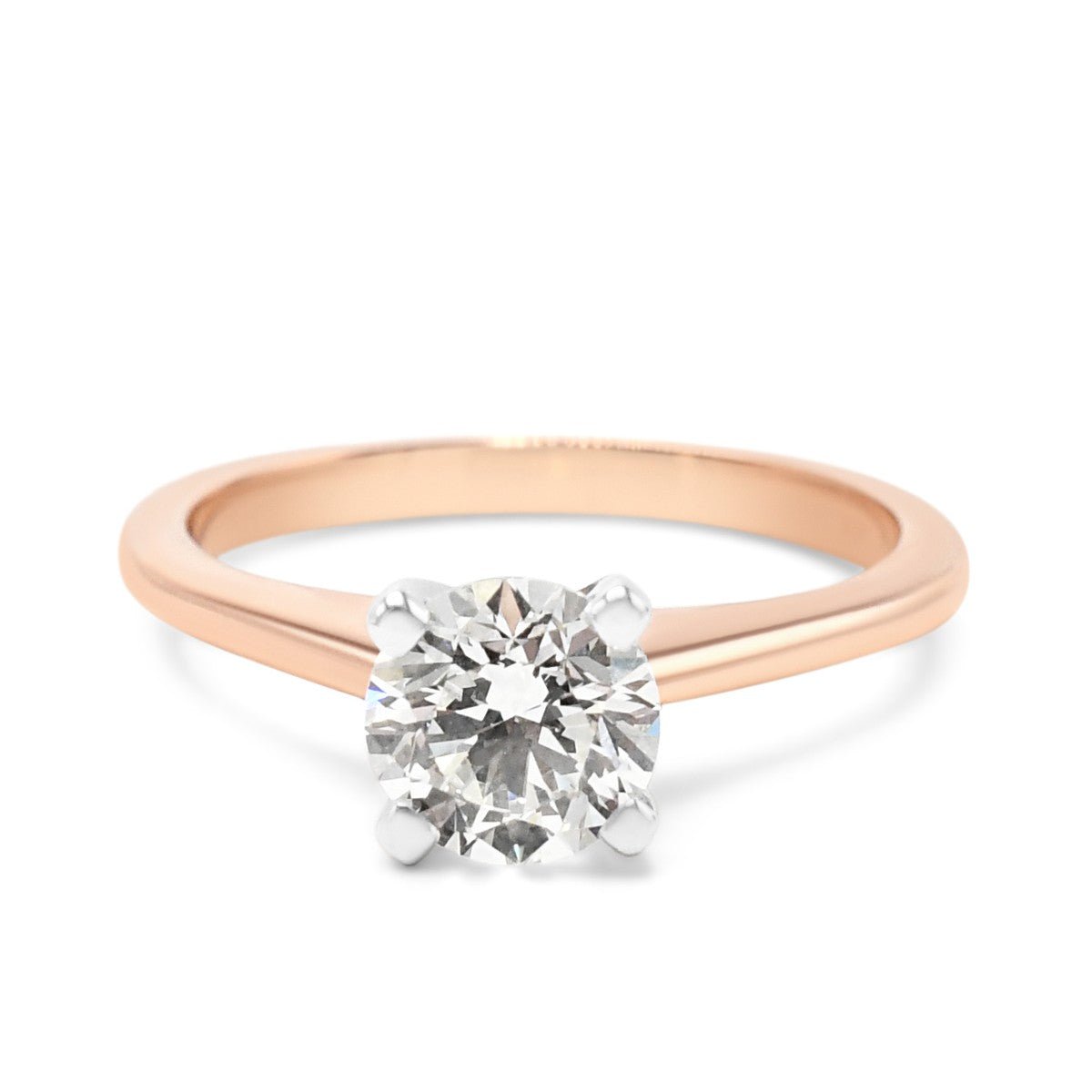 Certificated Solitaire Brilliant Cut Diamond Ring - 14ct Rose Gold