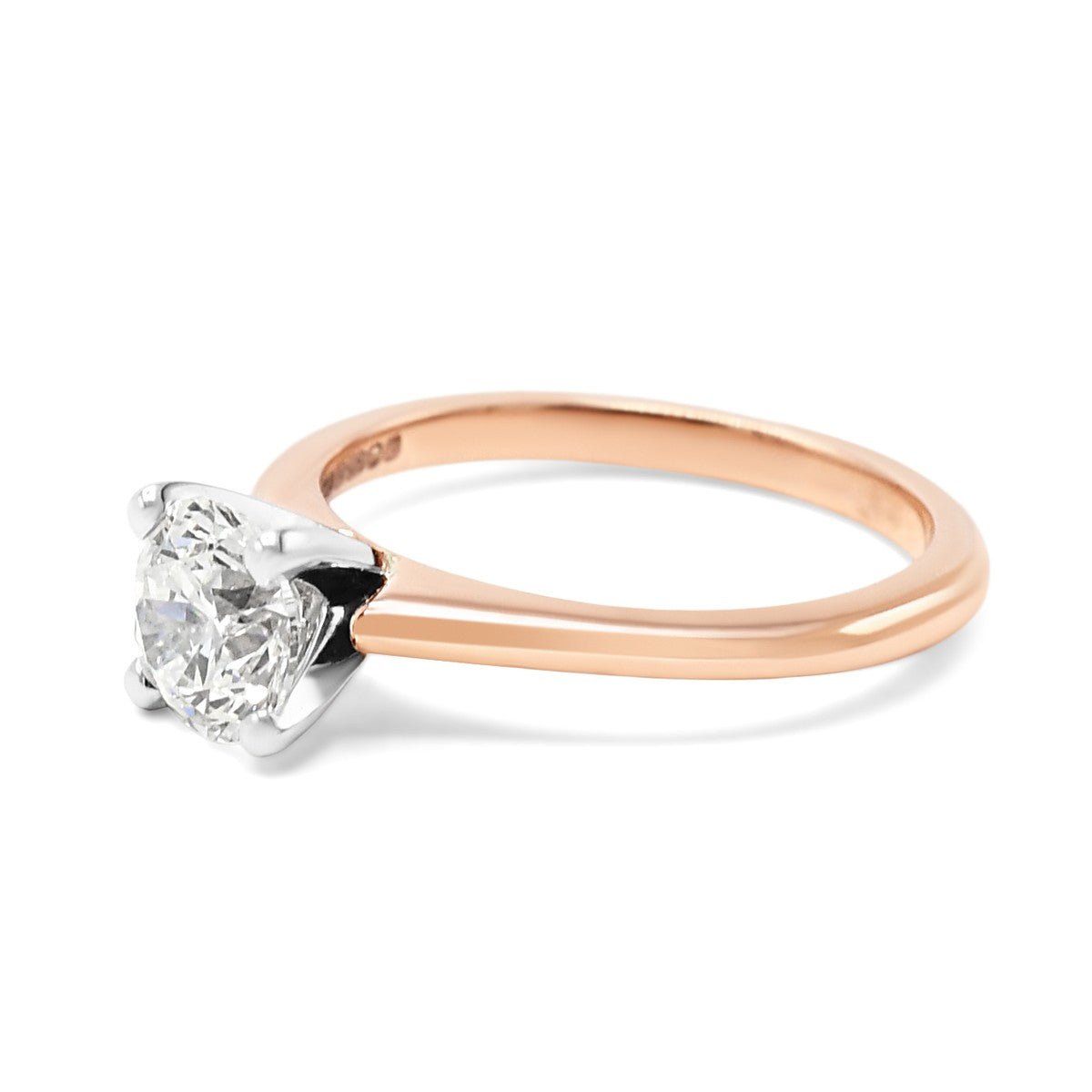 Certificated Solitaire Brilliant Cut Diamond Ring - 14ct Rose Gold
