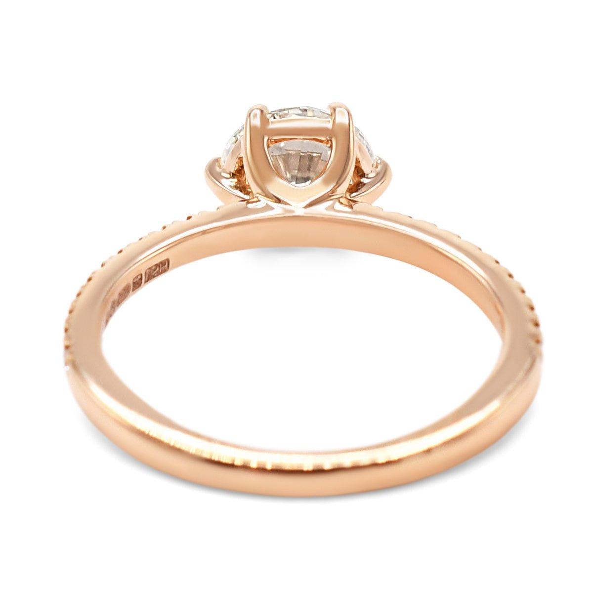 Certificated Solitaire Diamond Ring, Diamond Shoulders -18ct Rose Gold