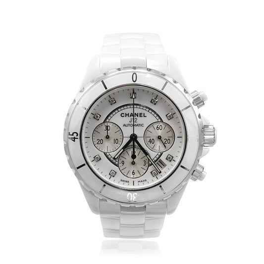 Chanel 41mm White Ceramic Automatic Chronograph Watch Ref - H2009