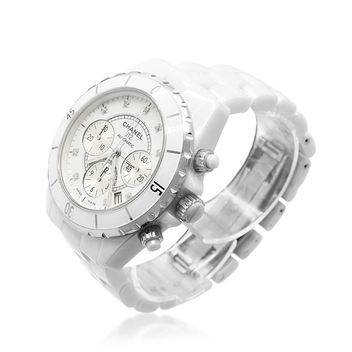 Chanel 41mm White Ceramic Automatic Chronograph Watch Ref - H2009