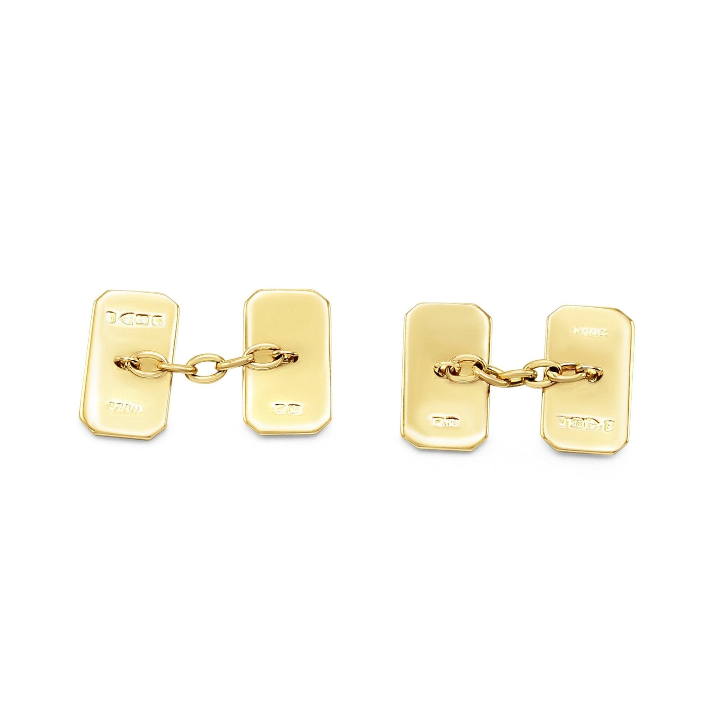 Chester Hallmarked Two Colour Rectangular Textured Cufflinks-18ct Gold