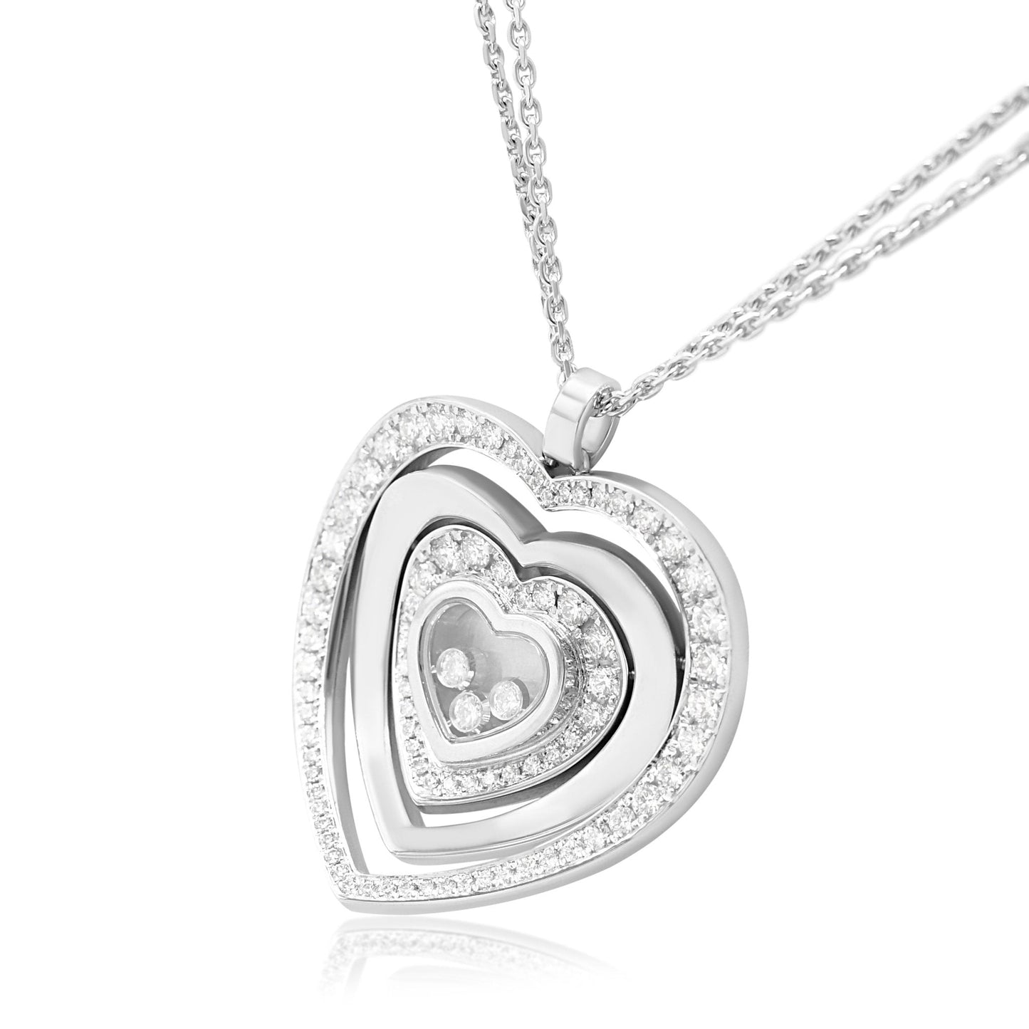 Chopard Happy Heart Diamond Pendant On 16" Necklace