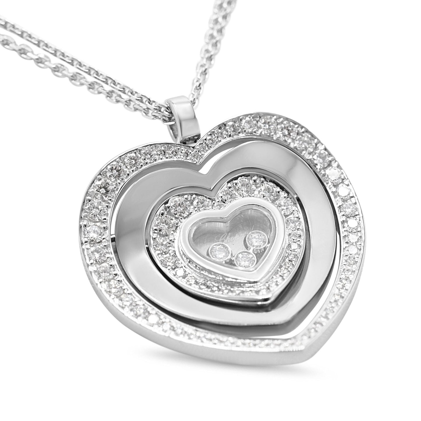 Chopard Happy Heart Diamond Pendant On 16" Necklace