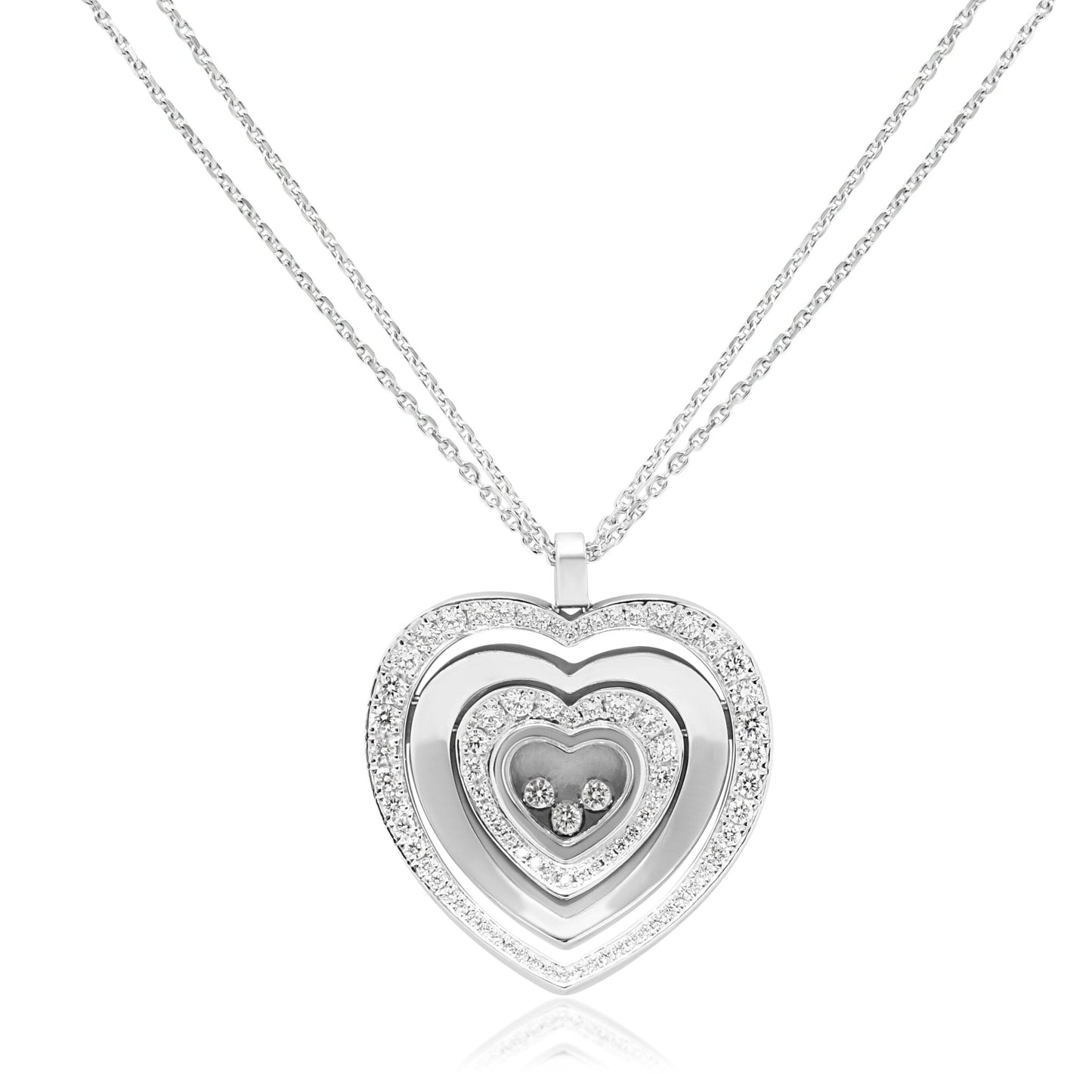 Chopard Happy Heart Diamond Pendant On 16" Necklace