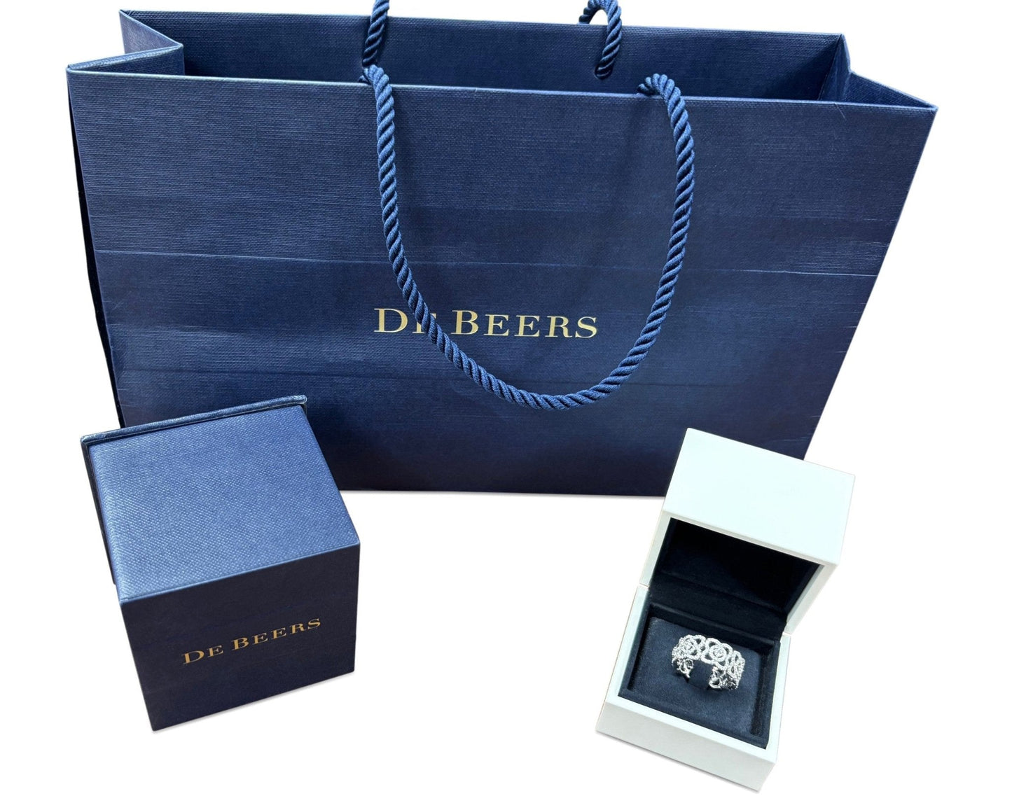 De Beers Lotus Diamond Set Band Ring - 18ct White Gold