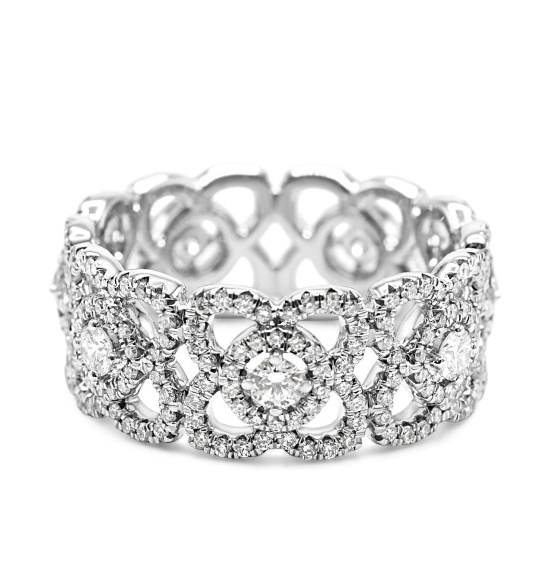 De Beers Lotus Diamond Set Band Ring - 18ct White Gold