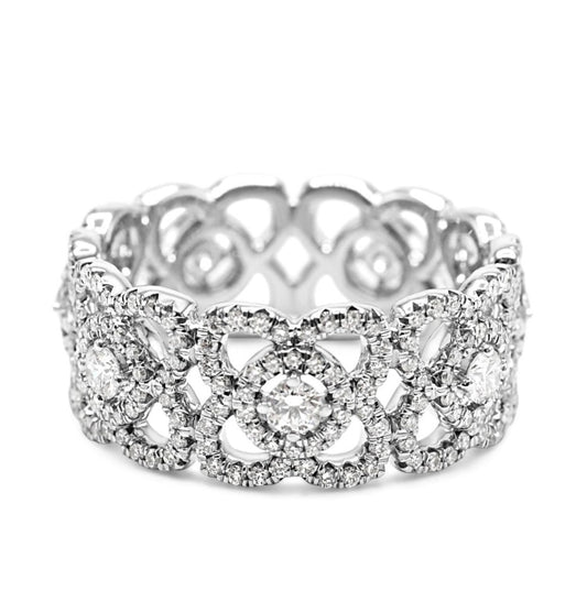 De Beers Lotus Diamond Set Band Ring - 18ct White Gold