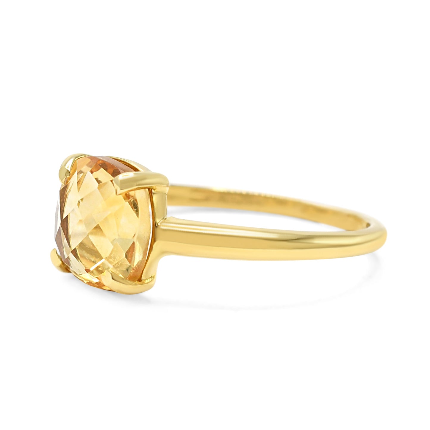 Faceted Square Citrine Ring 18ct Yellow Gold