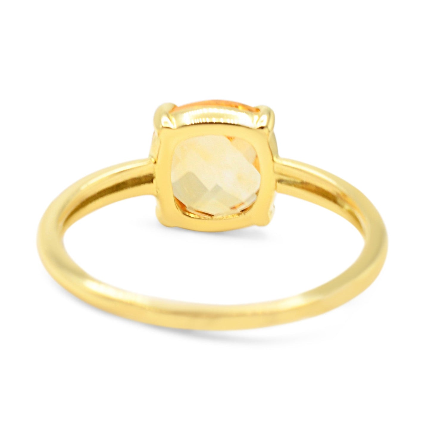 Faceted Square Citrine Ring 18ct Yellow Gold