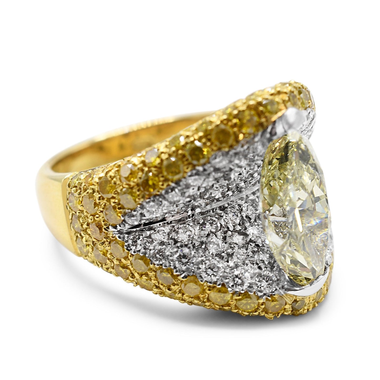 Certificated Fancy Yellow Marquise Diamond Ring