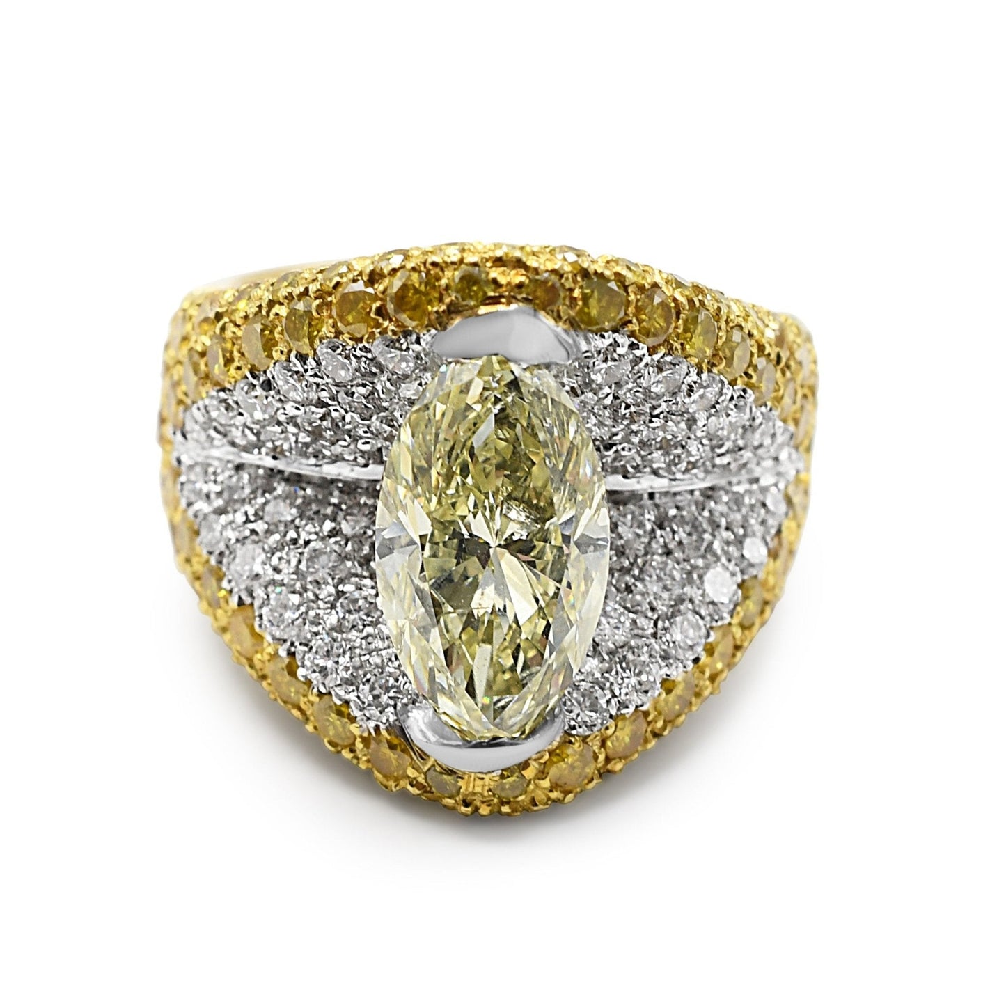 Certificated Fancy Yellow Marquise Diamond Ring