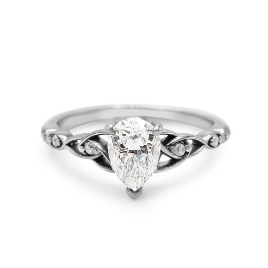 GIA Certificated Solitaire Pear Brilliant Cut Diamond Ring