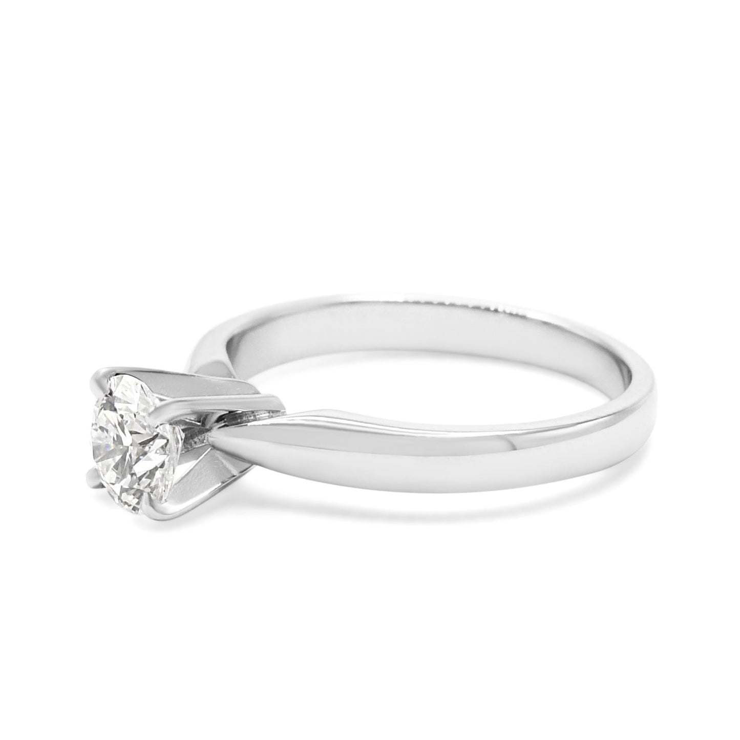 Ideal Cut Solitaire Brilliant Cut Diamond Ring - Platinum