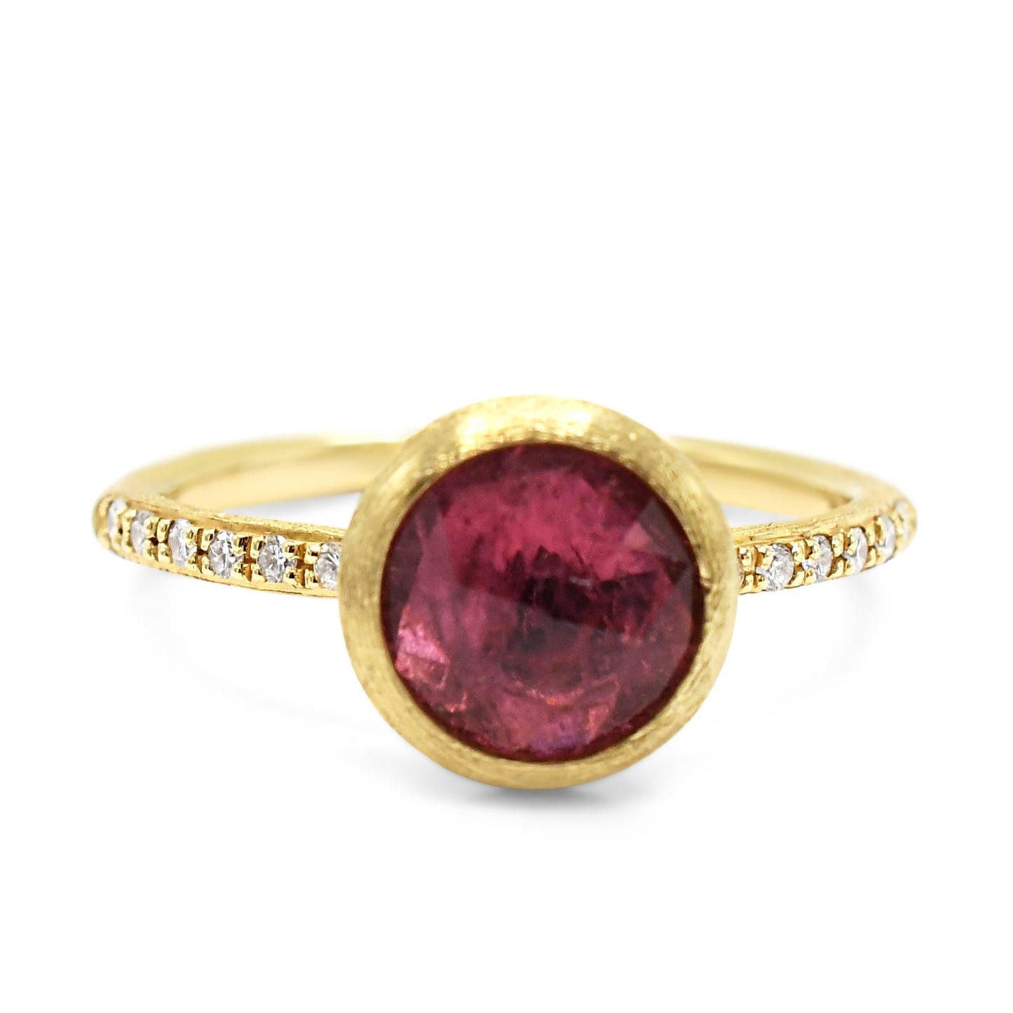 Marco Bicego Jaipur Pink Tourmaline Diamond Ring - 18ct Yellow Gold