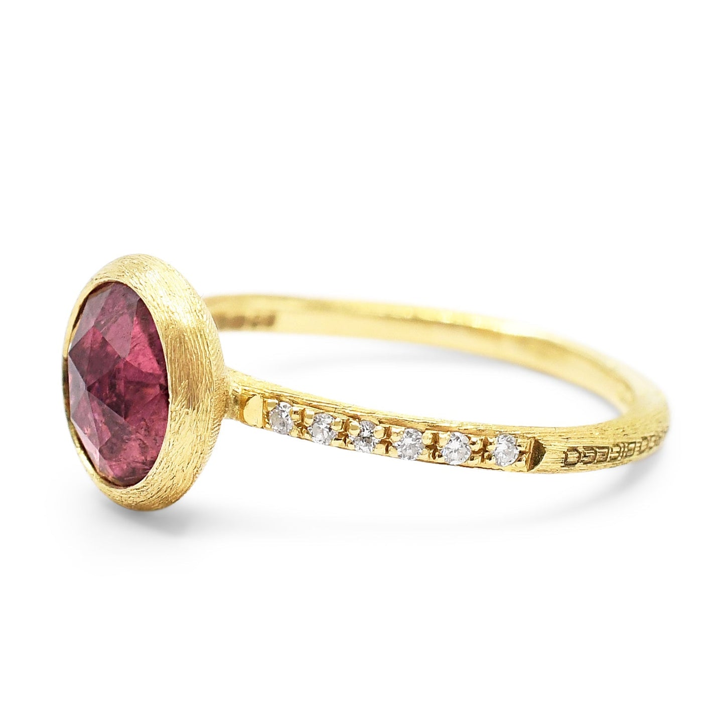 Marco Bicego Jaipur Pink Tourmaline Diamond Ring - 18ct Yellow Gold