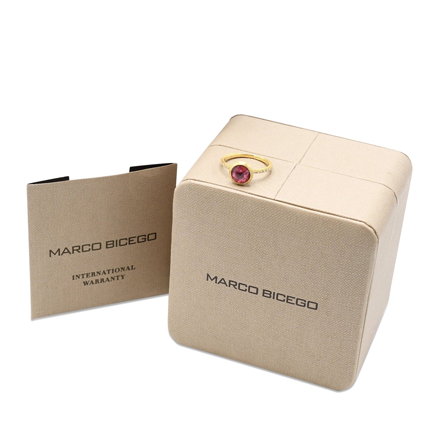 Marco Bicego Jaipur Pink Tourmaline Diamond Ring - 18ct Yellow Gold
