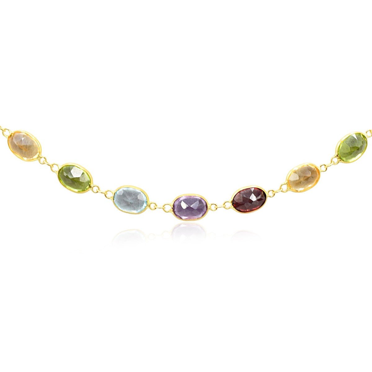 Multi Gem Set 45cm Necklace - 18ct Yellow Gold