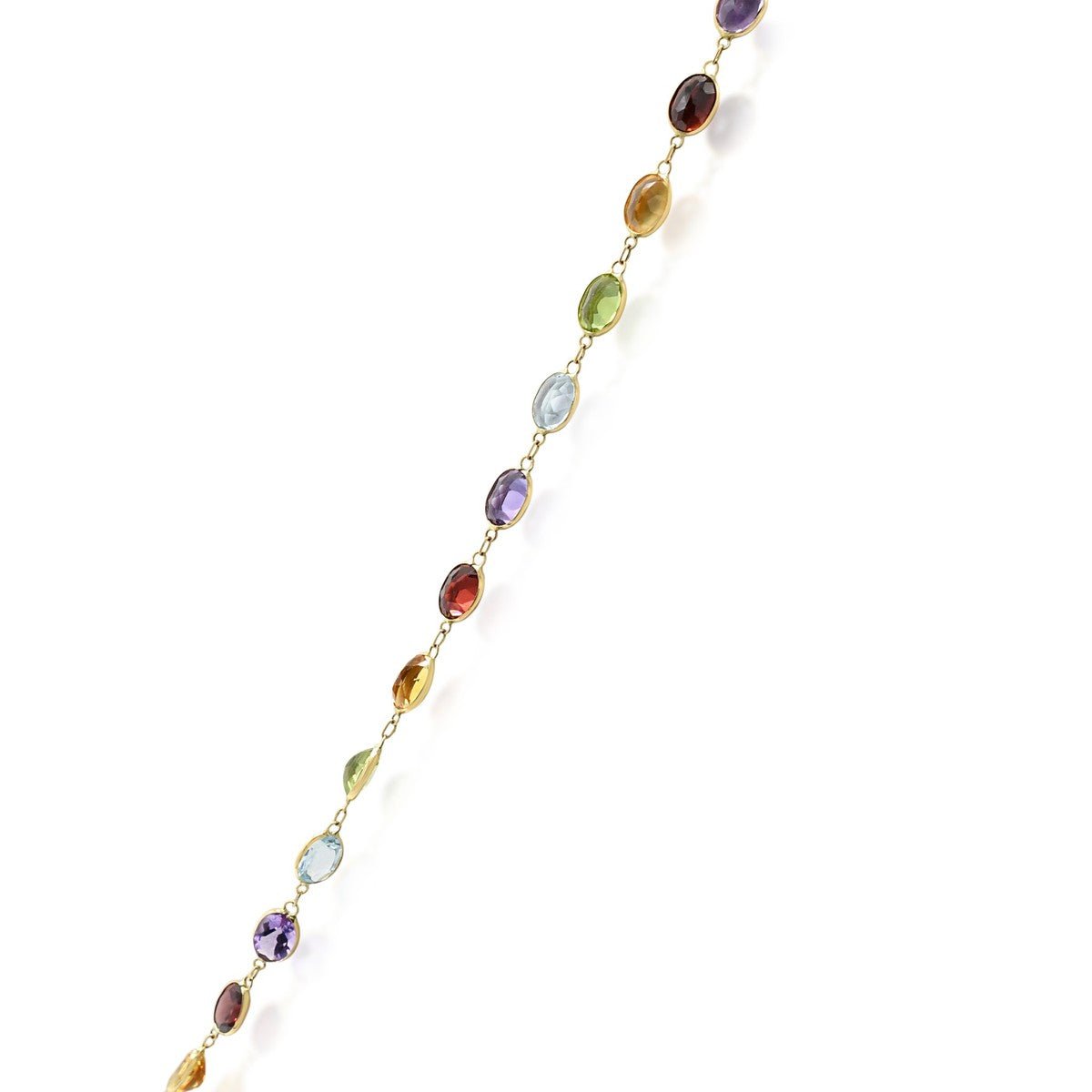 Multi Gem Set 65cm Necklace - 18ct Yellow Gold