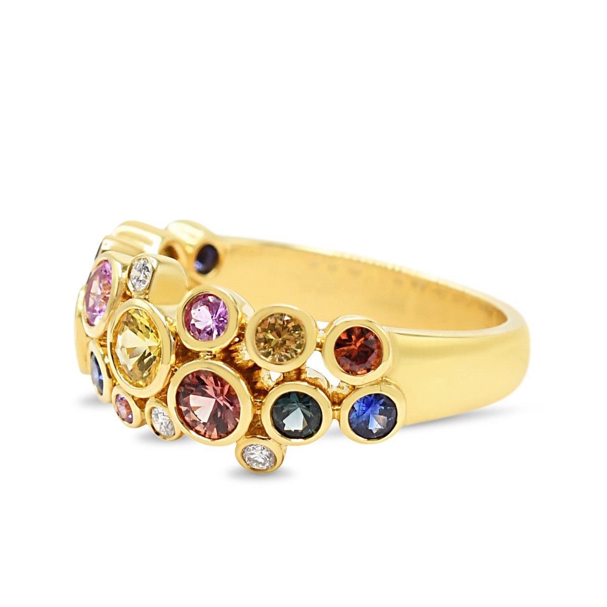 Multi Sapphire & Diamond Circles Ring - 18ct Yellow Gold