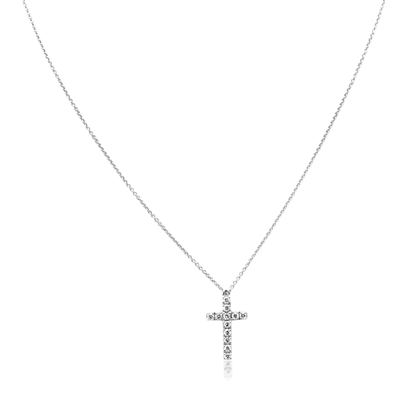 RABAT Brilliant Cut Diamond Cross On Chain - 18ct White Gold