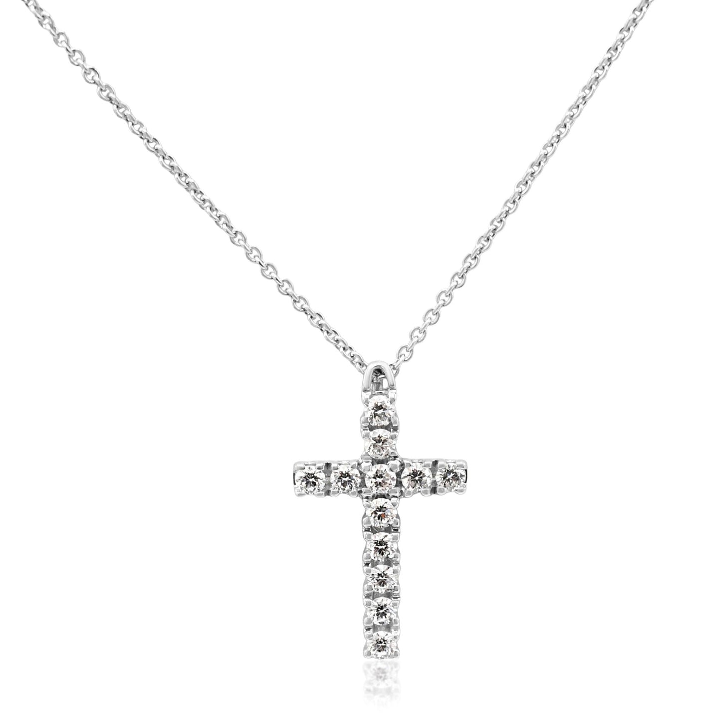 RABAT Brilliant Cut Diamond Cross On Chain - 18ct White Gold